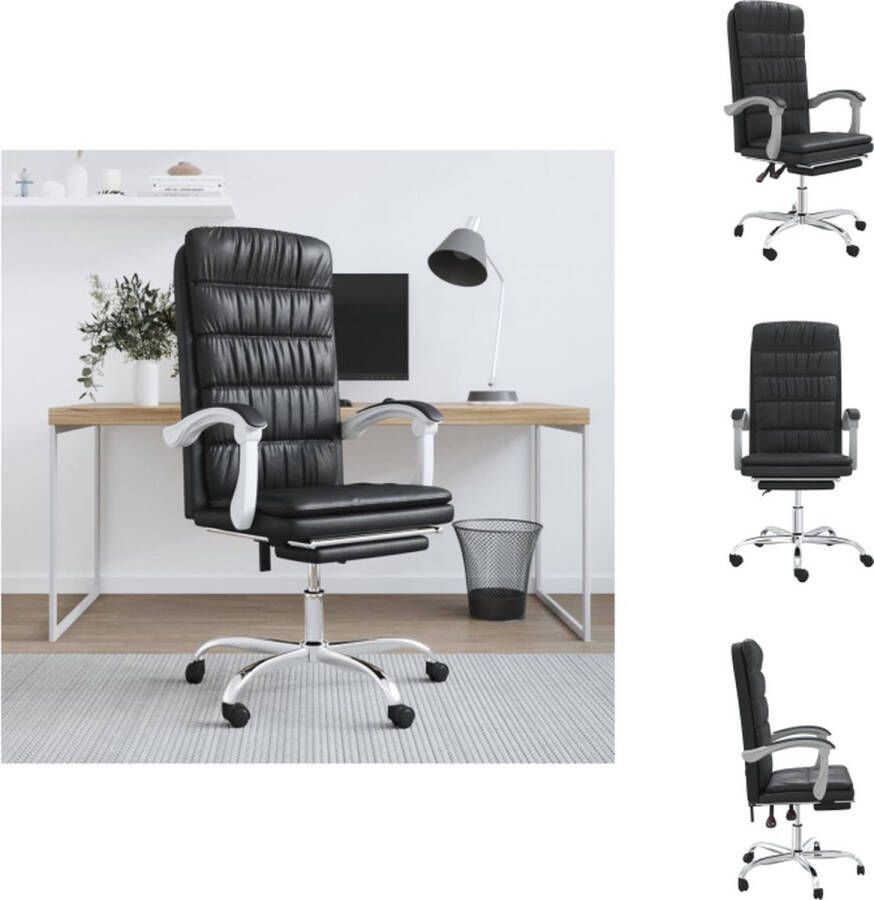 VidaXL Verstelbare Bureaustoel Kunstleer Zwart 63x56x(112.5-122)cm Verstelbare Rugleuning en Voetensteun Bureaustoel