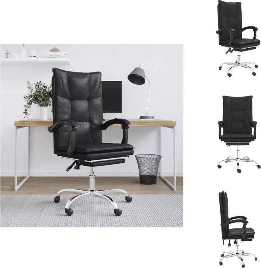 VidaXL Verstelbare bureaustoel Kunstleer Zwart 63x56x(112.5-122)cm Verstelbare rugleuning en voetensteun Bureaustoel