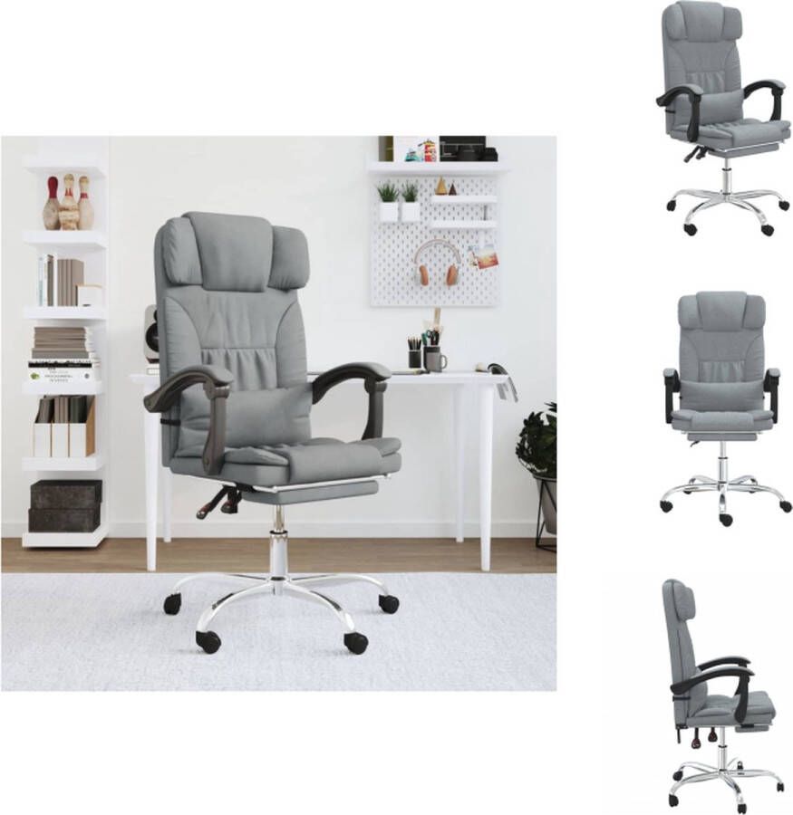 VidaXL Verstelbare bureaustoel Lichtgrijs 63 x 56 cm Massagefunctie Bureaustoel