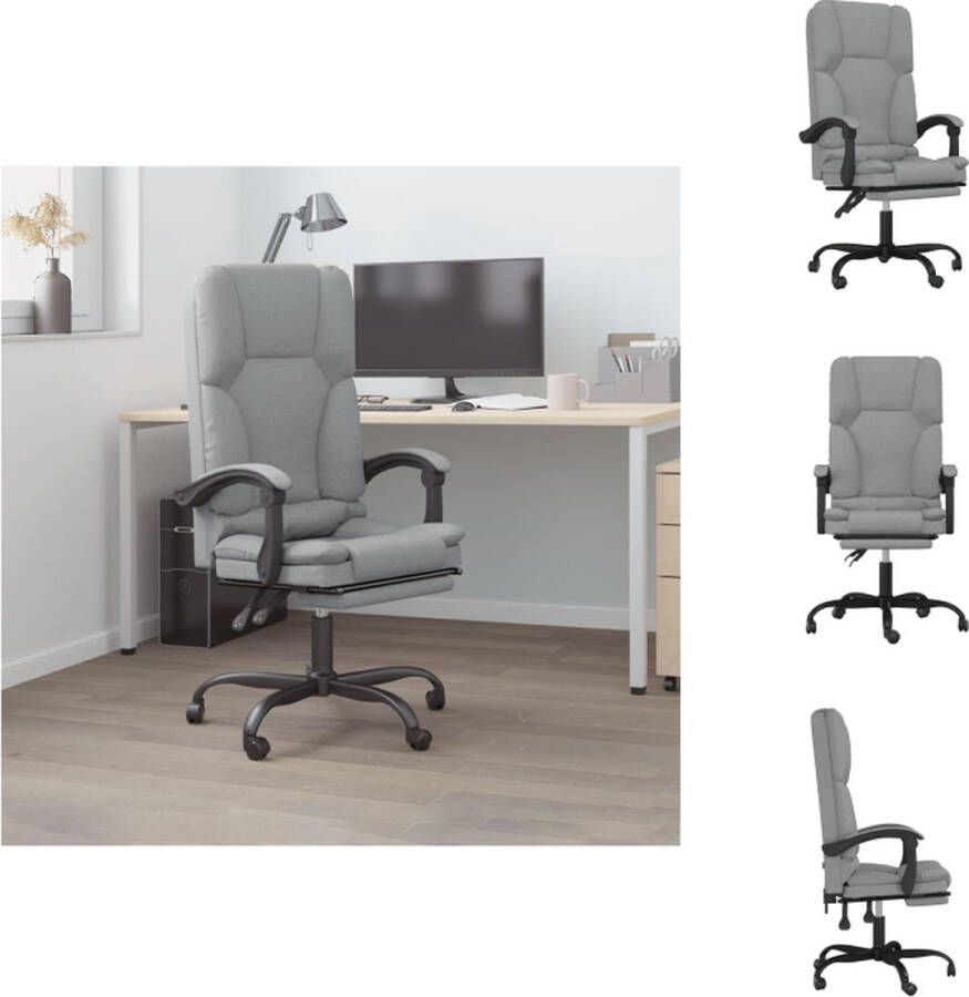 VidaXL Verstelbare bureaustoel lichtgrijs 63 x 56 x (110.5-120) cm massagefunctie Bureaustoel