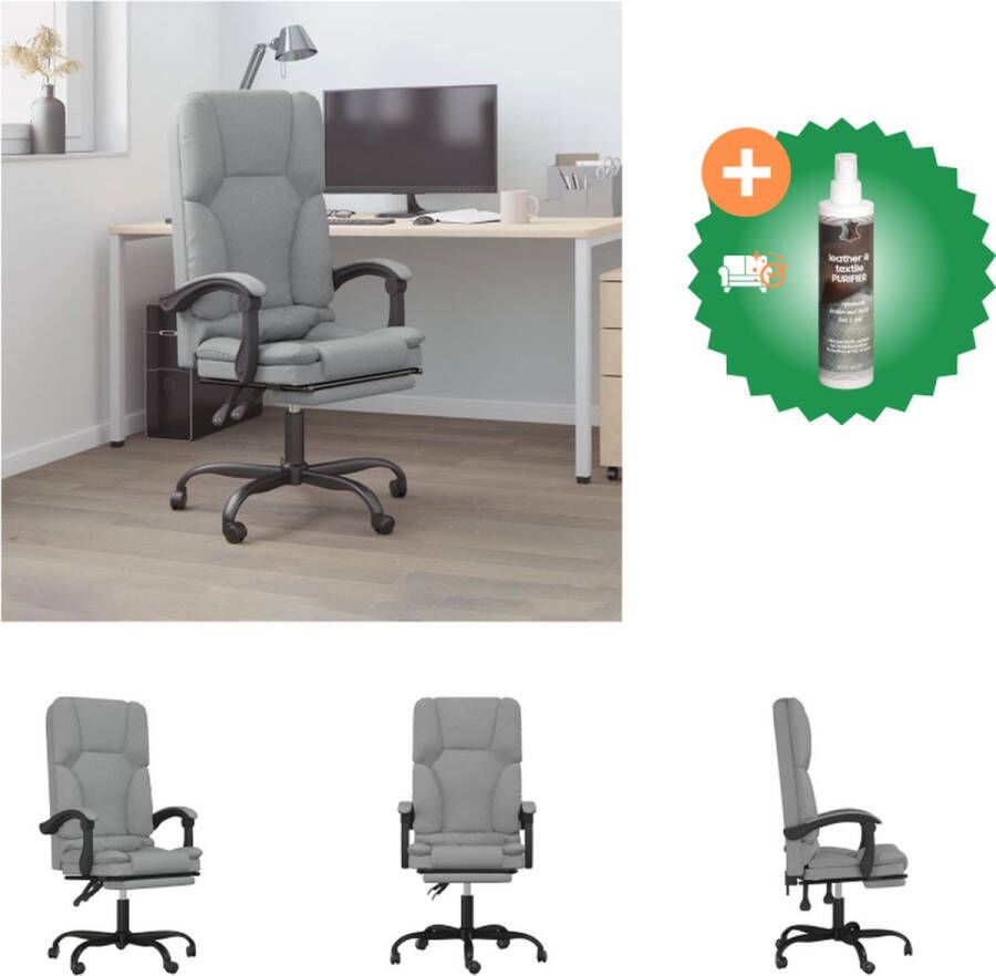 VidaXL Verstelbare bureaustoel lichtgrijs 63 x 56 x (110.5-120) cm massagefunctie Bureaustoel Inclusief Reiniger