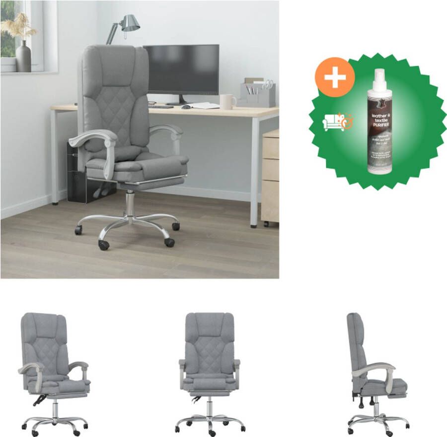 VidaXL Verstelbare Bureaustoel Lichtgrijs 63x56x(110.5-120) cm Massagefunctie Bureaustoel Inclusief Reiniger - Foto 3