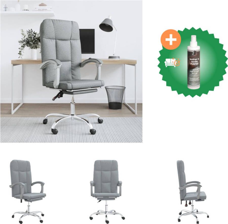 VidaXL Verstelbare Bureaustoel Lichtgrijs 63x59x(114.5-124)cm Ademend en Duurzaam Bureaustoel Inclusief Reiniger