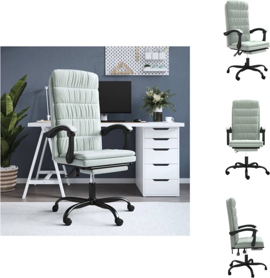 VidaXL Verstelbare Bureaustoel Lichtgrijs Fluweel 63x56 cm Verstelbare rugleuning en voetensteun Bureaustoel