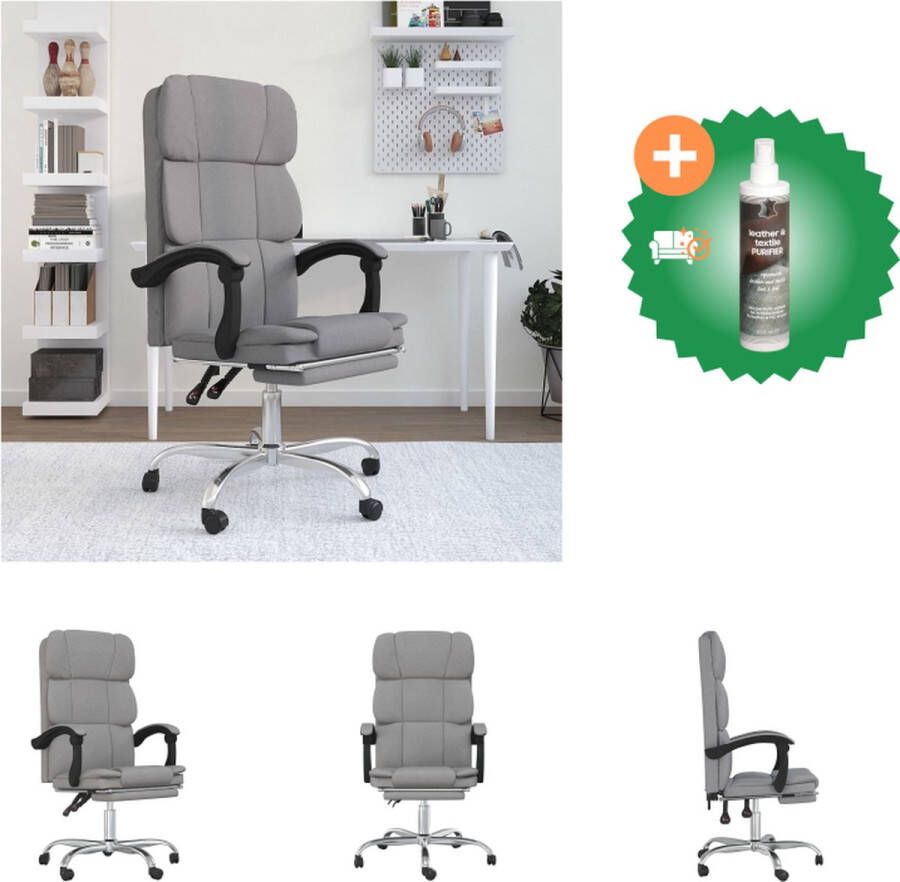 VidaXL Bureaustoel Verstelbaar Lichtgrijs Duurzaam materiaal Verstelbare rugleuning en voetensteun Handig ontwerp Stevig en stabiel frame 63x56x(112.5-122)cm Bureaustoel Inclusief Reiniger