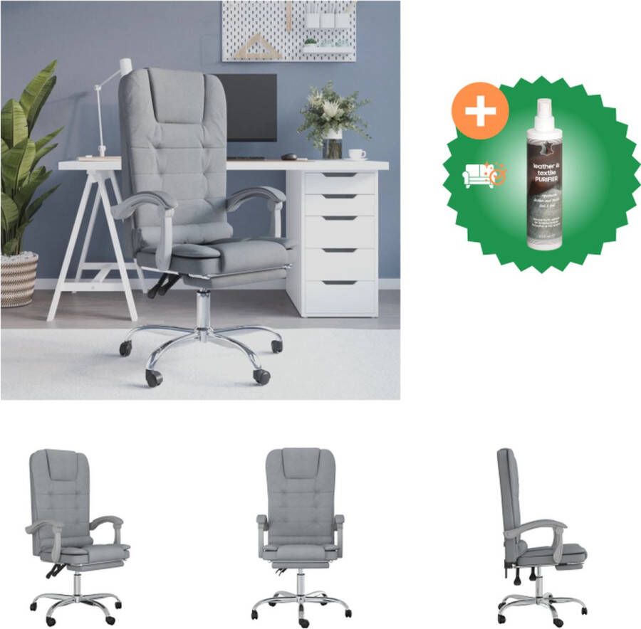 VidaXL Verstelbare Bureaustoel Lichtgrijs 63x56x(110.5-120) cm Massagefunctie Bureaustoel Inclusief Reiniger