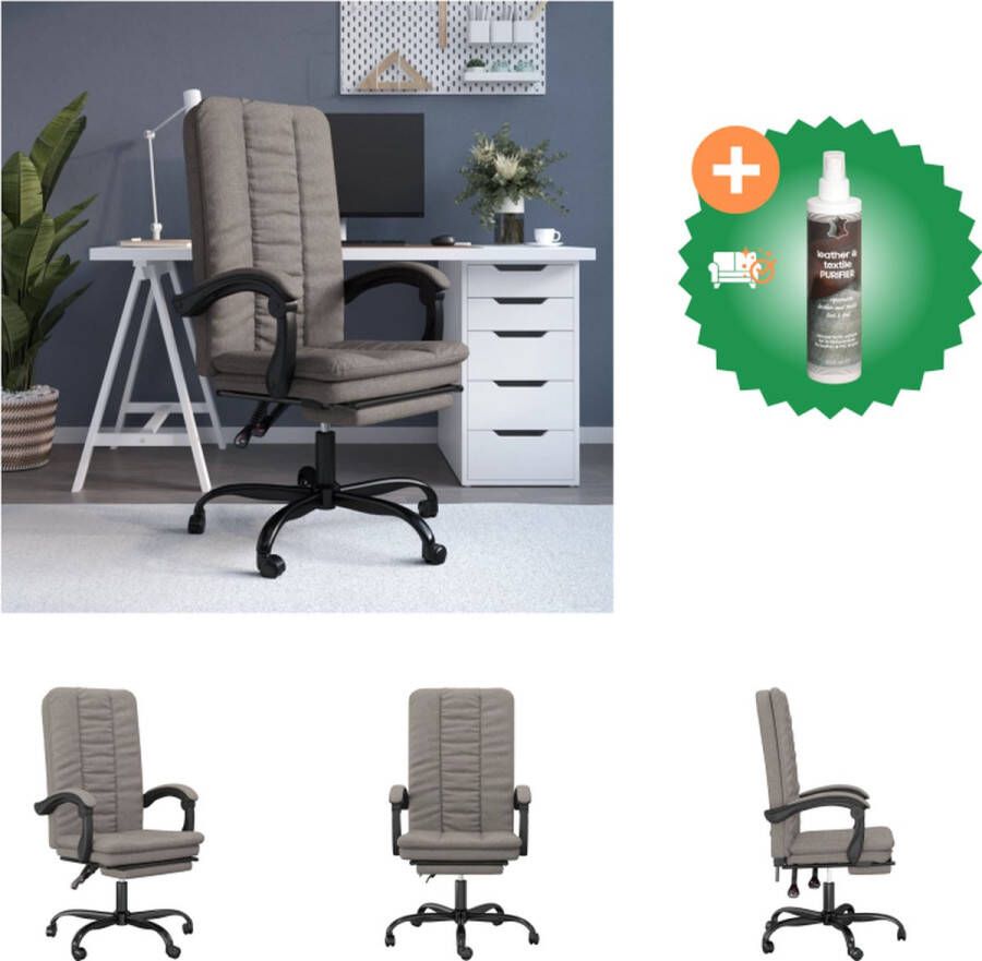 VidaXL Verstelbare Bureaustoel Stof Taupe 63x56x(110.5-120)cm Duurzaam materiaal Bureaustoel Inclusief Reiniger