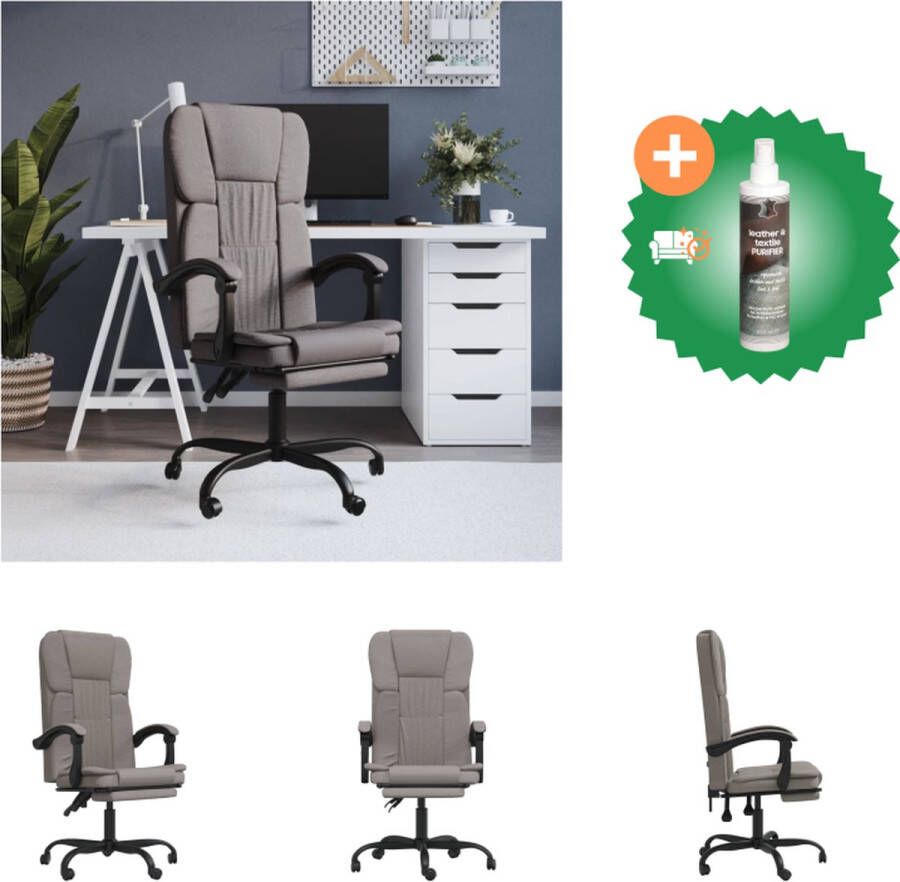 VidaXL Verstelbare bureaustoel Stof Taupe 63x56x(112.5-122)cm Duurzaam materiaal Bureaustoel Inclusief Reiniger