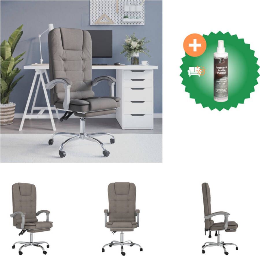 VidaXL Verstelbare Bureaustoel Taupe 63 x 56 x (112.5 122) cm Massagefunctie Bureaustoel Inclusief Reiniger