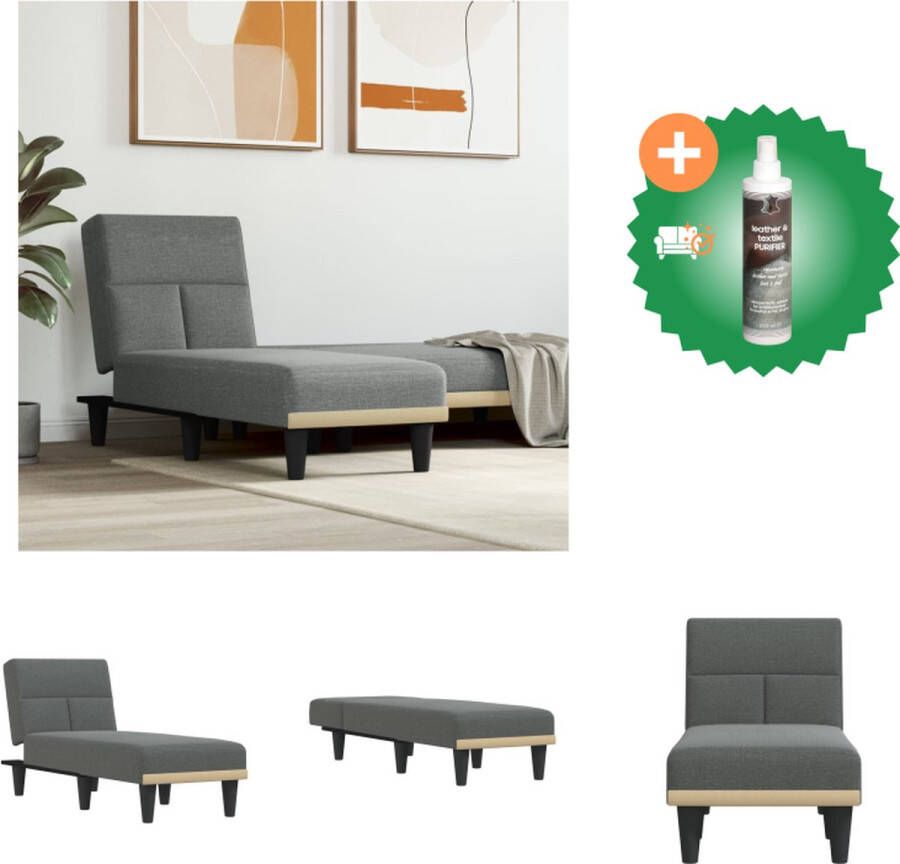VidaXL Verstelbare Chaise Longue Donkergrijs Stof 3 standen Ademend en duurzaam Stabiel frame 55 x 140 x 70 cm 110 kg draagvermogen Montage vereist Chaise longue Inclusief Reiniger