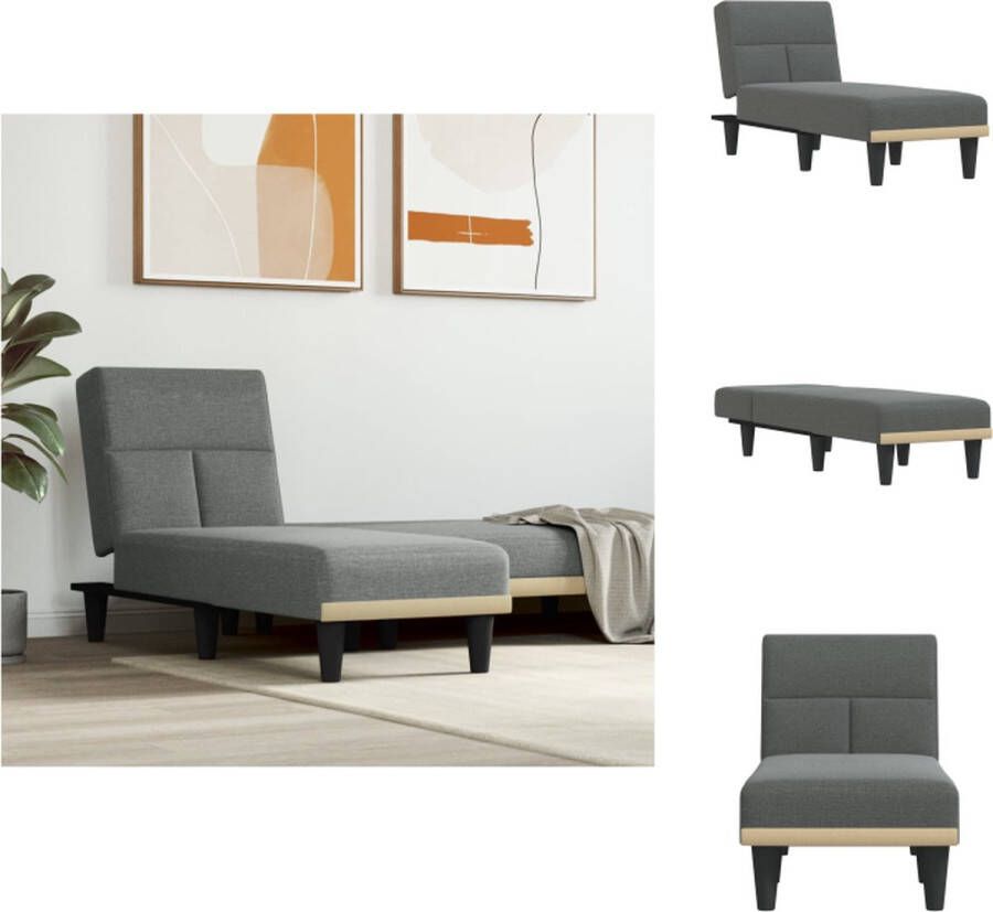 VidaXL -Chaise-longue-stof-donkergrijs - Foto 5