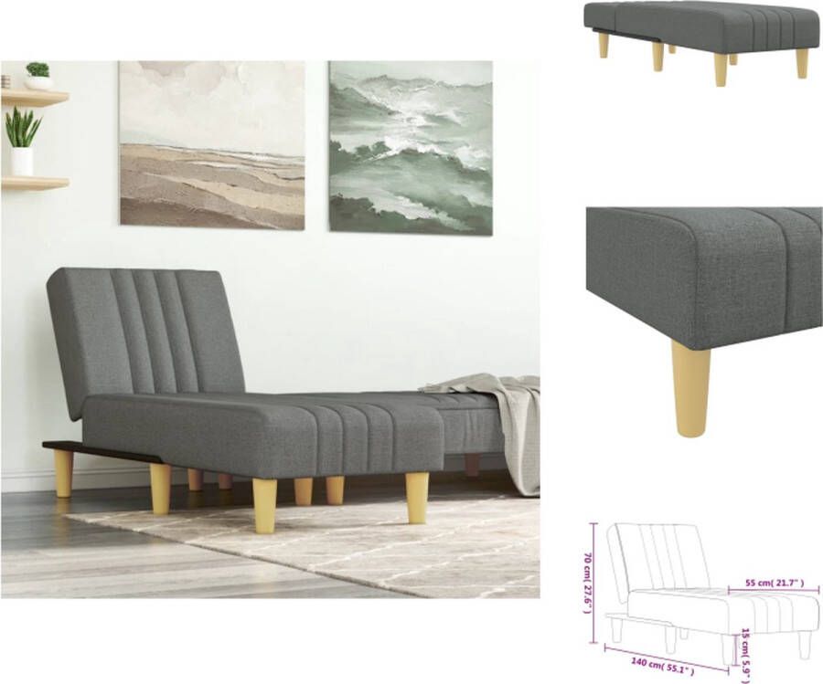 VidaXL Verstelbare Chaise Longue Donkergrijs Stof 3 standen Ademend en duurzaam Stabiel frame 55 x 140 x 70 cm 110 kg draagvermogen Montage vereist Chaise longue - Foto 2