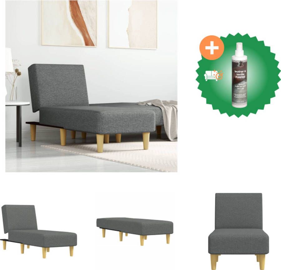 VidaXL Verstelbare Chaise Longue Donkergrijs Stof 55x140x70cm Multifunctioneel Chaise longue Inclusief Reiniger
