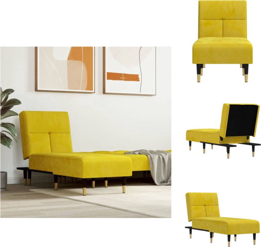 VidaXL Verstelbare Chaise Longue Geel Fluweel 55x140x70 cm Multifunctioneel Chaise longue - Foto 2