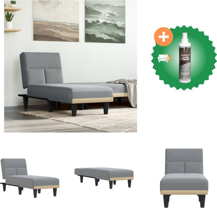 VidaXL Verstelbare Chaise Longue Lichtgrijs 55x140x70cm Multifunctioneel Ademend en duurzaam Stevig frame Elegante uitstraling Chaise longue Inclusief Reiniger