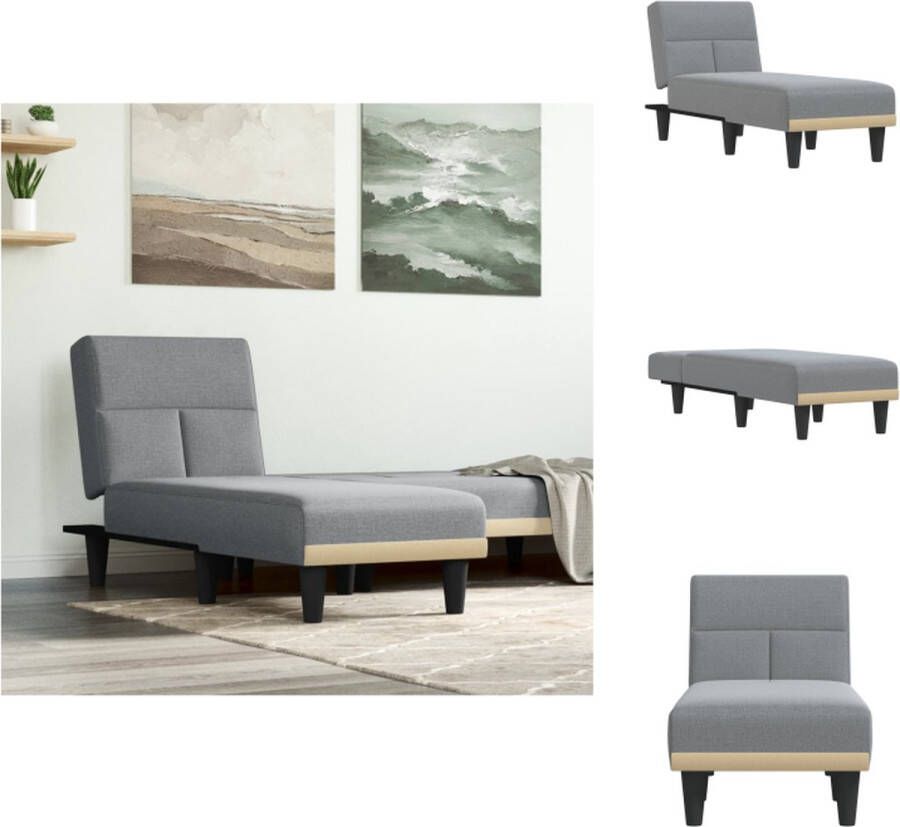 VidaXL -Chaise-longue-stof-lichtgrijs - Foto 4