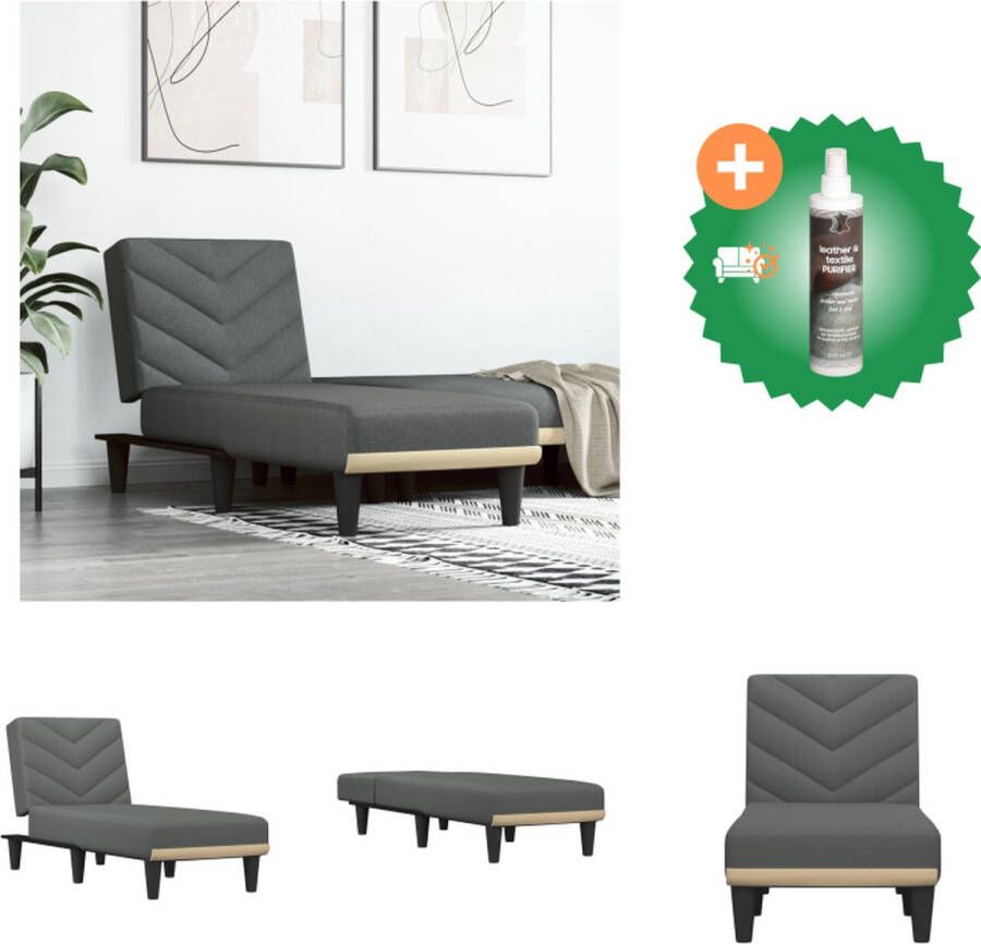VidaXL Verstelbare Chaise Longue Multifunctioneel Donkergrijs 55x140x70cm Ademend materiaal Stevig frame Elegant design Chaise longue Inclusief Reiniger