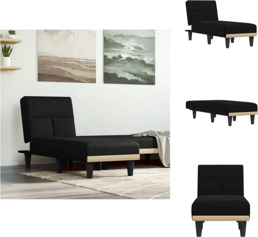 VidaXL Verstelbare Chaise Longue Zwart 55 x 140 x 70 cm Comfortabele en Stabiele Ligstoel Chaise longue