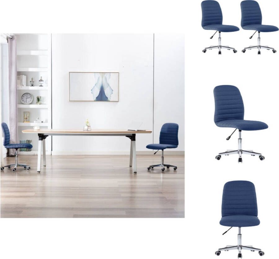 VidaXL Eetkamerstoel Eetkamerstoelen Dinerstoel Dinerstoelen Eetkamerstoelen 2 st stof blauw - Foto 2