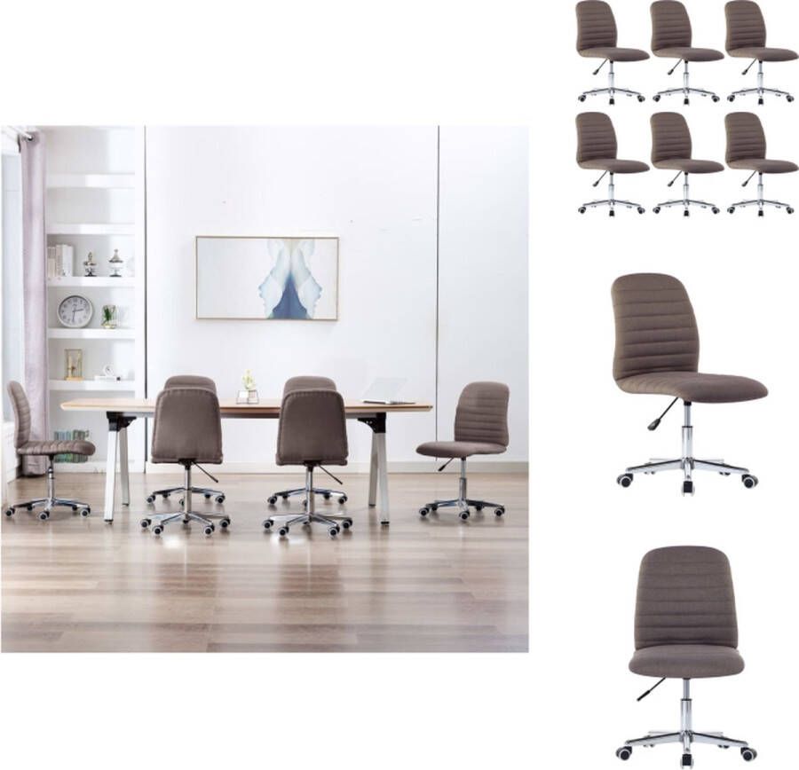 vidaXL Verstelbare Eetkamerstoelen Set van 6 Taupe 56 x 43 x 84-94 cm Stof Populierenhout IJzer Eetkamerstoel