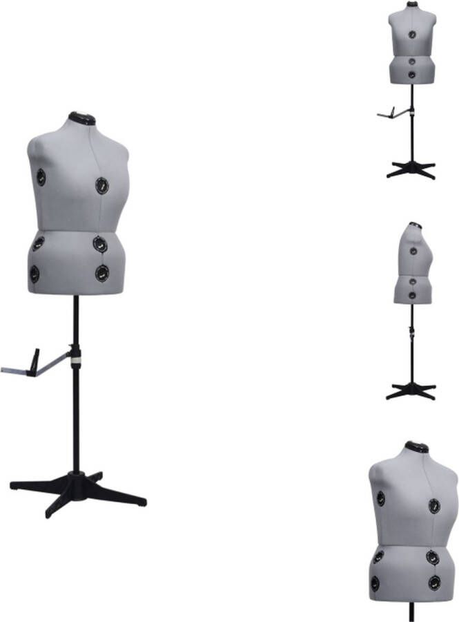 VidaXL Paspop Paspoppen Paspop Voor Naaister Paspoppen Voor Naaisters Paspop verstelbaar vrouw maat 44-50 L grijs