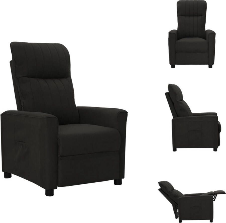 VidaXL Verstelbare Fauteuil Comfortabel en Stabiel Zwart 73.5 x 138.5 x 81.5 cm Fauteuil