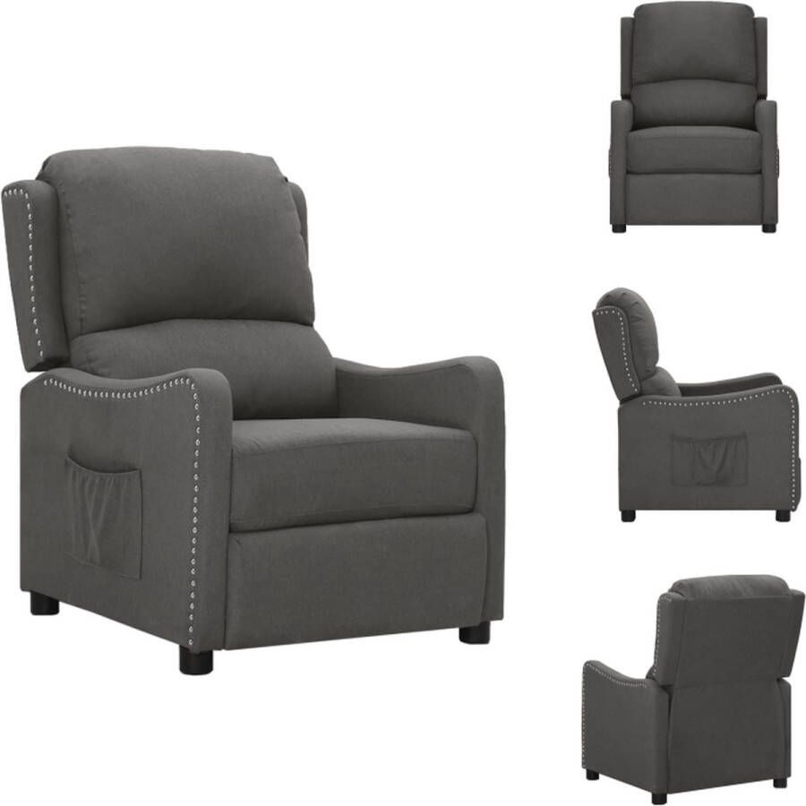 VidaXL Verstelbare Fauteuil donkergrijs 67 x 83 x 95.5 cm gevoerd en bekleed stevig frame verstelbare rugleuning en voetensteun montage vereist Fauteuil