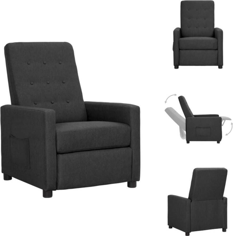 VidaXL verstelbare fauteuil donkergrijs stof 69.5 x 90 x 97 cm verstelbare rugleuning en voetensteun Fauteuil
