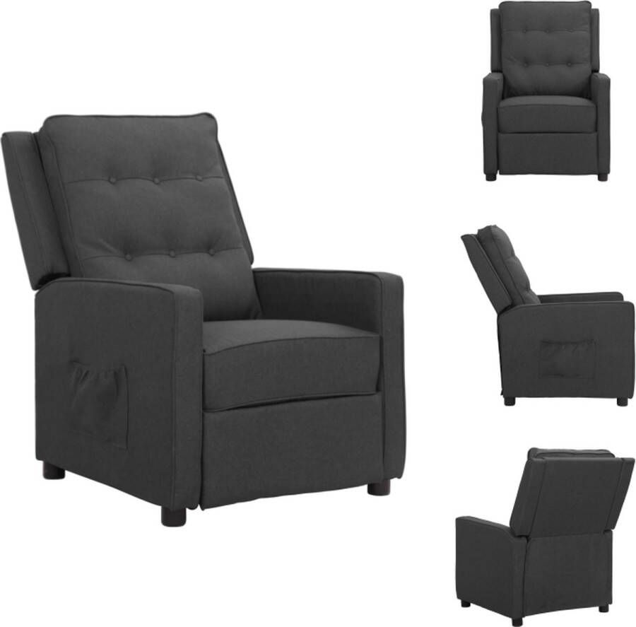 VidaXL Verstelbare Fauteuil Donkergrijs Stof IJzer 70 x 90.5 x 101 cm Verstelbare Rugleuning Voetensteun Fauteuil