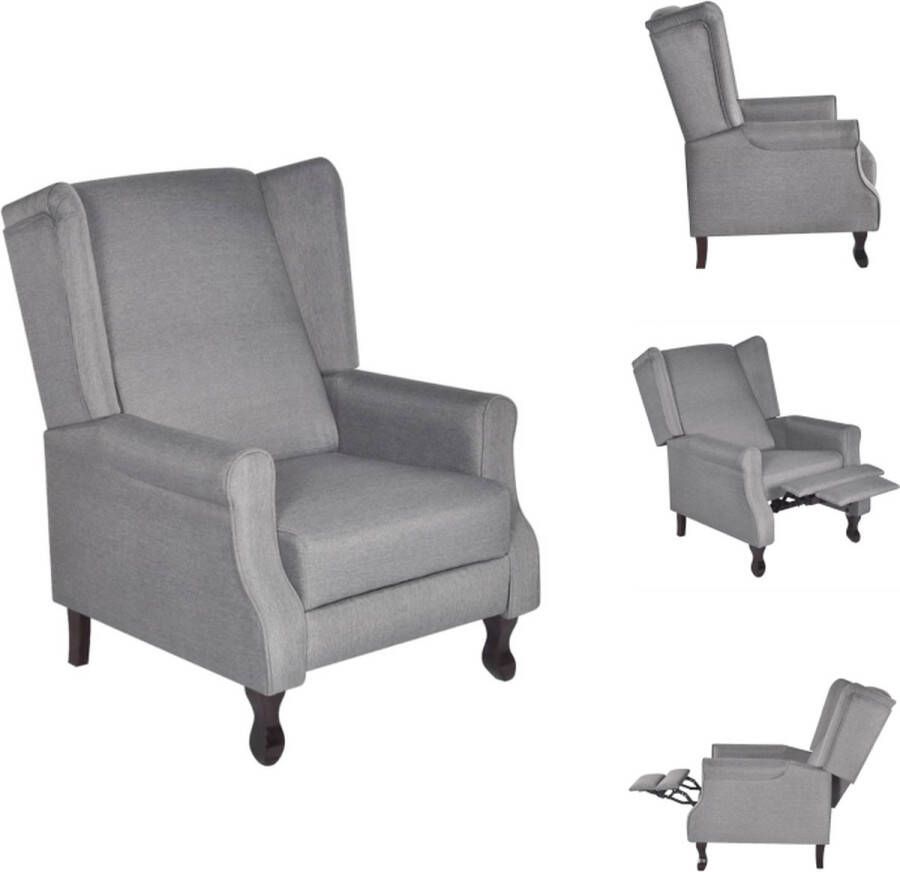 VidaXL Verstelbare Fauteuil Grijs 74.5 x 85.5 x 102 cm Houten Poten Fauteuil - Foto 2
