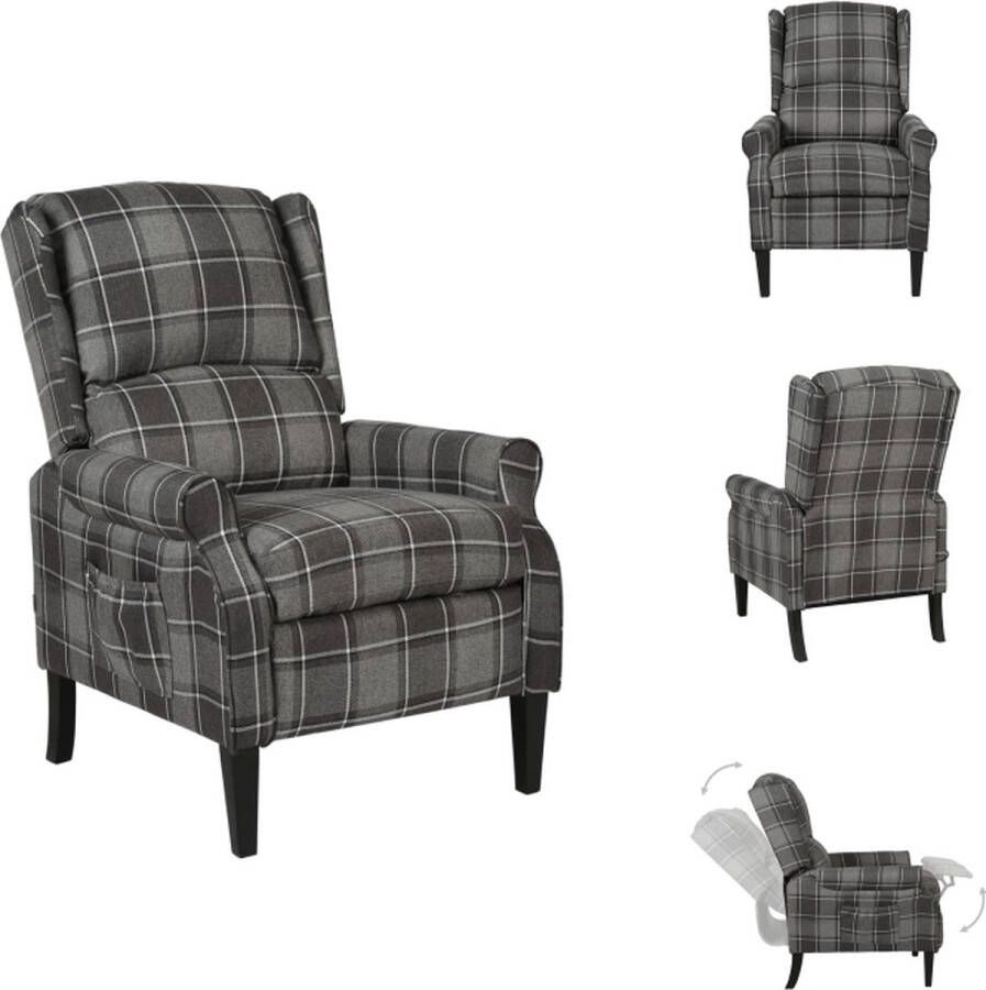 VidaXL Verstelbare Fauteuil Grijs Stof 71 x 90.5 x 101.5 cm Verstelbare rugleuning en voetensteun Rubberwood Fauteuil