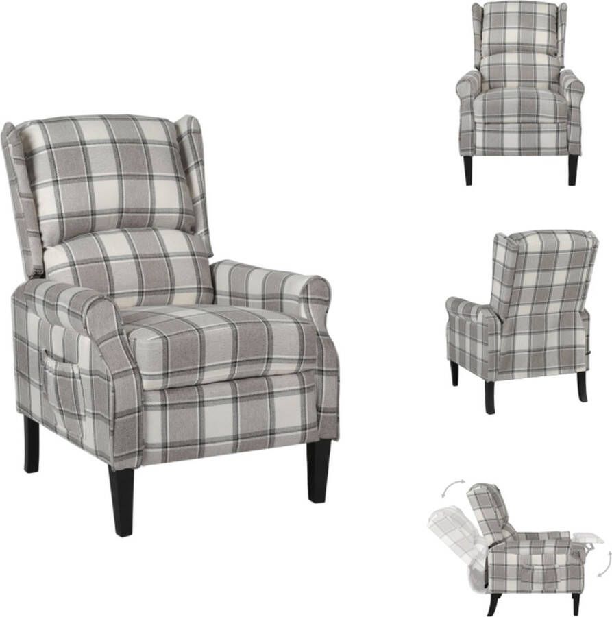 VidaXL verstelbare fauteuil grijs stof 71x90.5x101.5cm verstelbare rugleuning en voetensteun Fauteuil