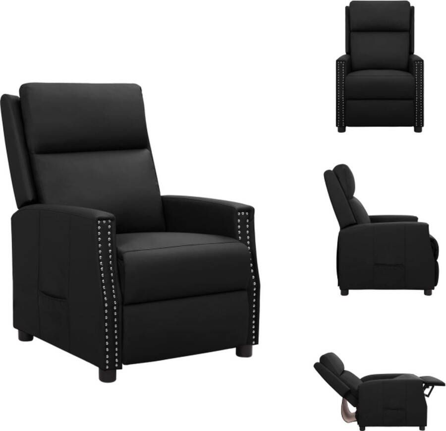 VidaXL Verstelbare Fauteuil Stoel 68 x 91 x 99.5 cm Zwart Kunstleer Fauteuil