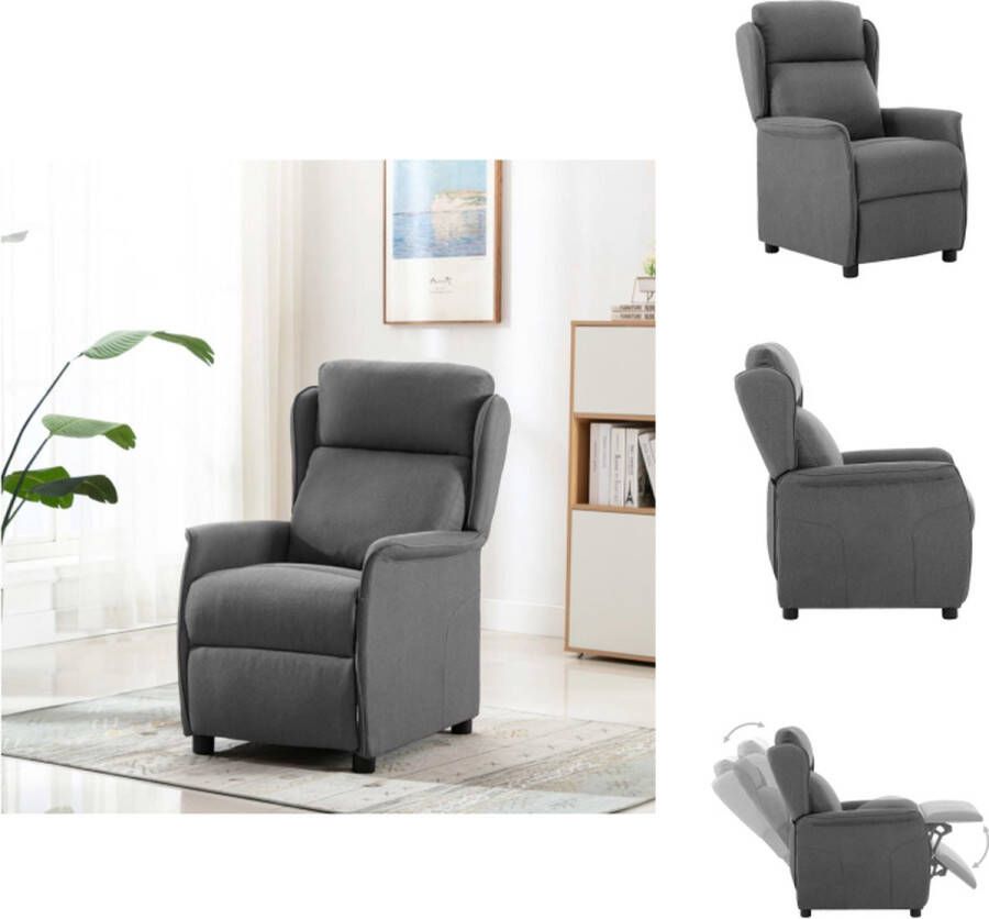 VidaXL Verstelbare Fauteuil Stof Lichtgrijs 68x98x100cm Verstelbare hoofdsteun en voetensteun Fauteuil