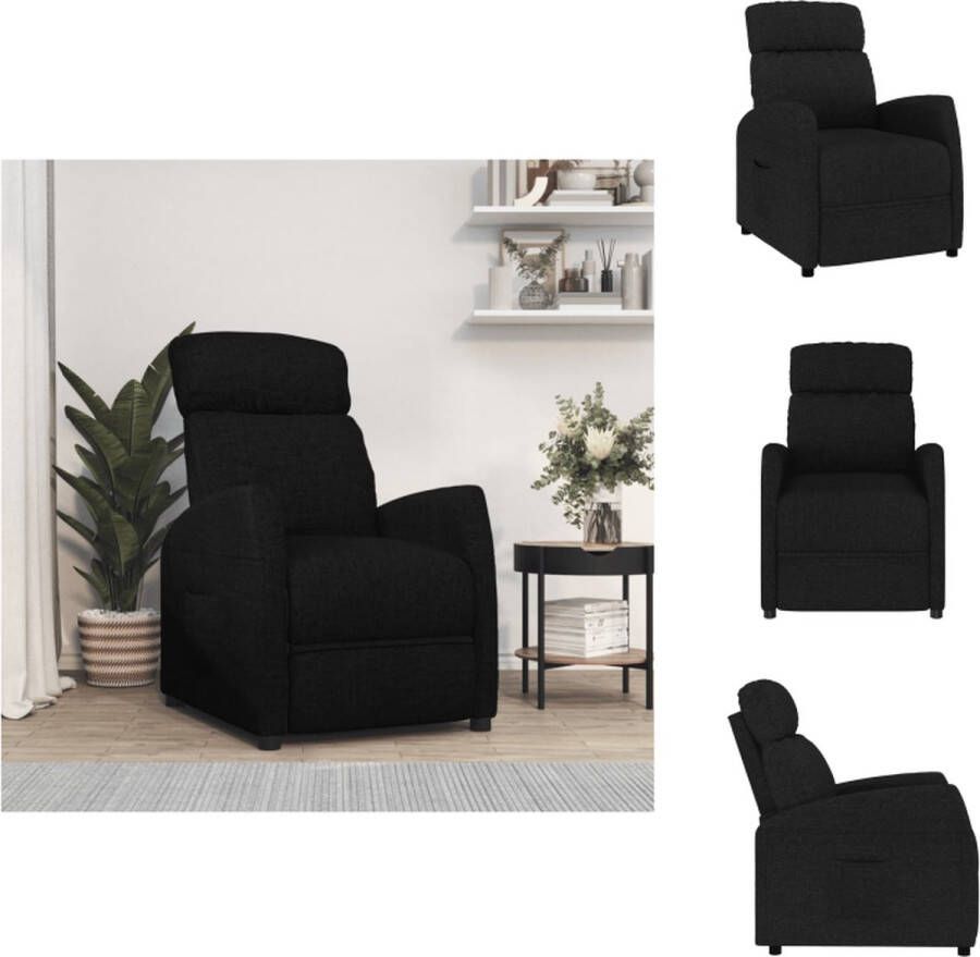 VidaXL Verstelbare Fauteuil Zwart 67 x 86 x 100 cm Dikke stoffen bekleding Hoog draagvermogen Fauteuil