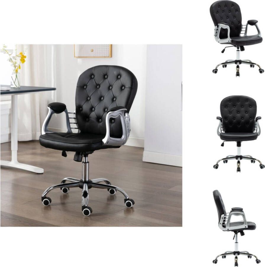 VidaXL Kantoorstoel Kantoorstoelen Stoel Stoelen Kantoorstoel draaibaar kunstleer zwart - Foto 2