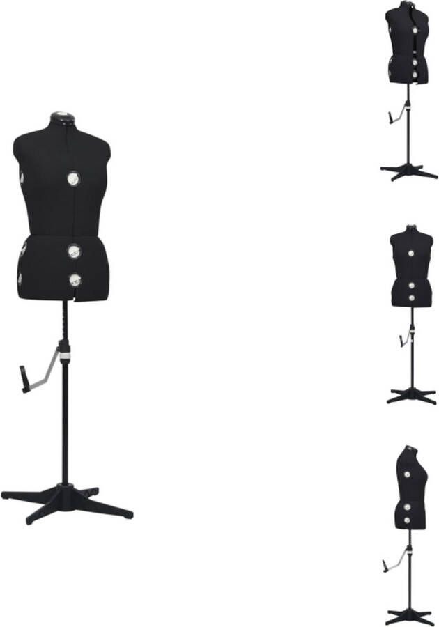 VidaXL verstelbare paspop dameskleding M 40-46 zwart polyester en ABS 102-117 cm buste 76-94 cm taille 102-119 cm heup Kledingrek