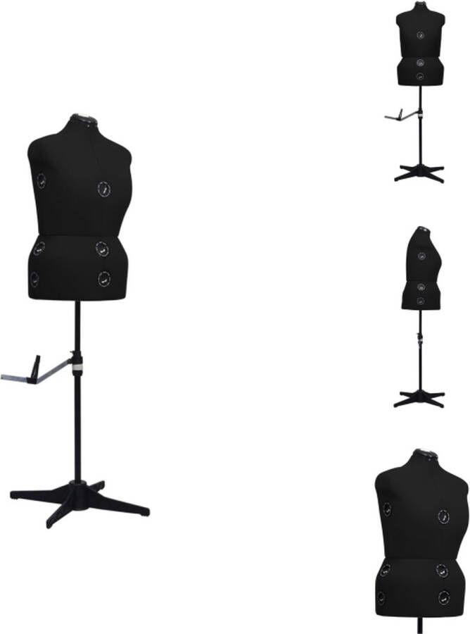 VidaXL verstelbare paspop etalagepop L 44-50 zwart polyester en ABS Kledingrek