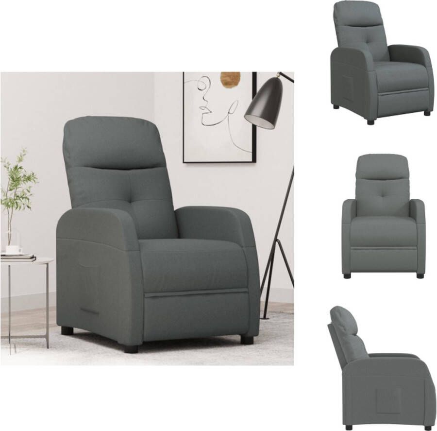 VidaXL Verstelbare Stoel Fauteuil Donkergrijs 65 x 97 x 100 cm Stof en IJzer Fauteuil