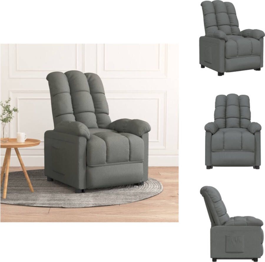 VidaXL Verstelbare Stoel Fauteuil Donkergrijs 74 x 99 x 102 cm Stof en IJzer Fauteuil