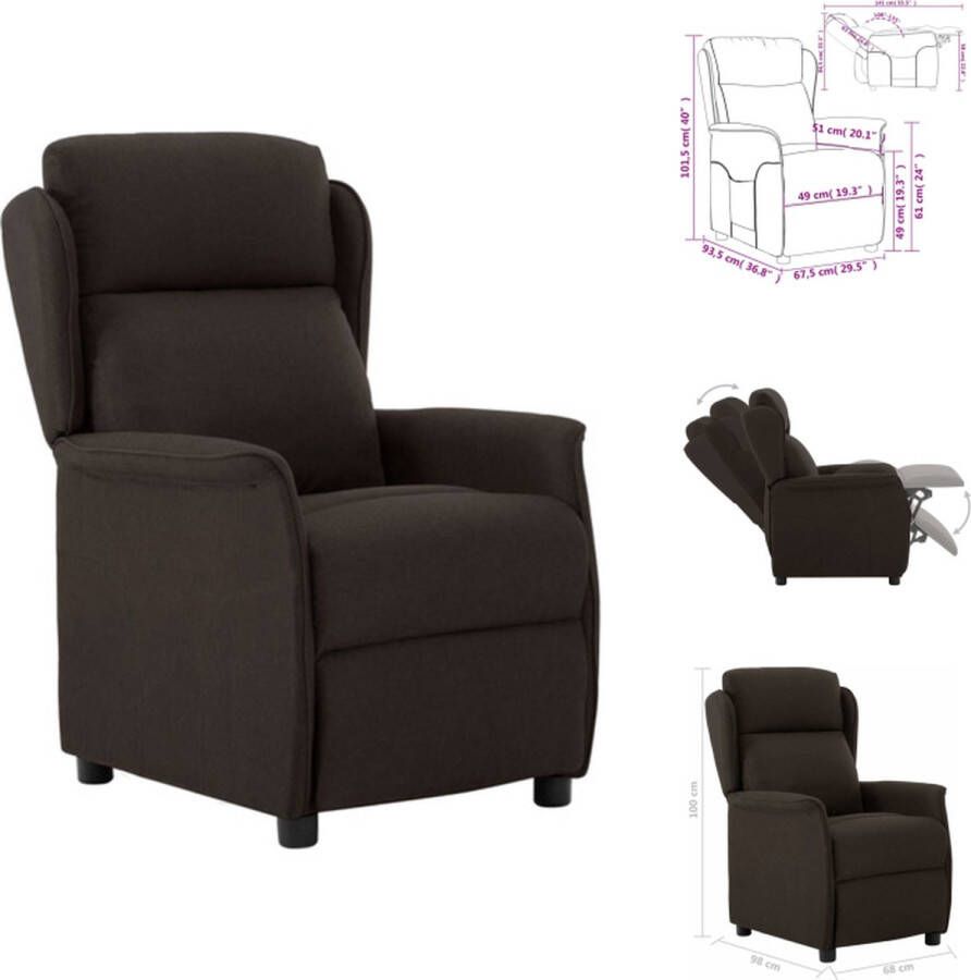 vidaXL Verstelbare Stoel Fauteuil Stof 68 x 98 x 100 cm Donkerbruin Fauteuil