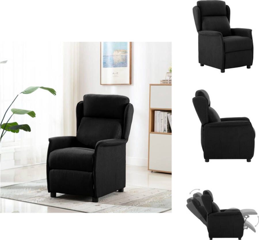 vidaXL Verstelbare Stoel Fauteuil Zwart 68x98x100 cm Stof (100% polyester) en ijzer Fauteuil