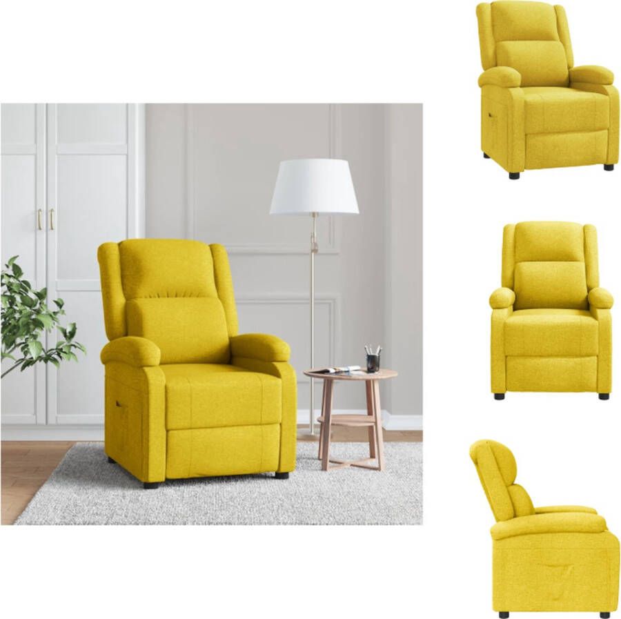 VidaXL Fauteuil Fauteuils Leunstoel Relaxfauteuil Fauteuil verstelbaar stof geel