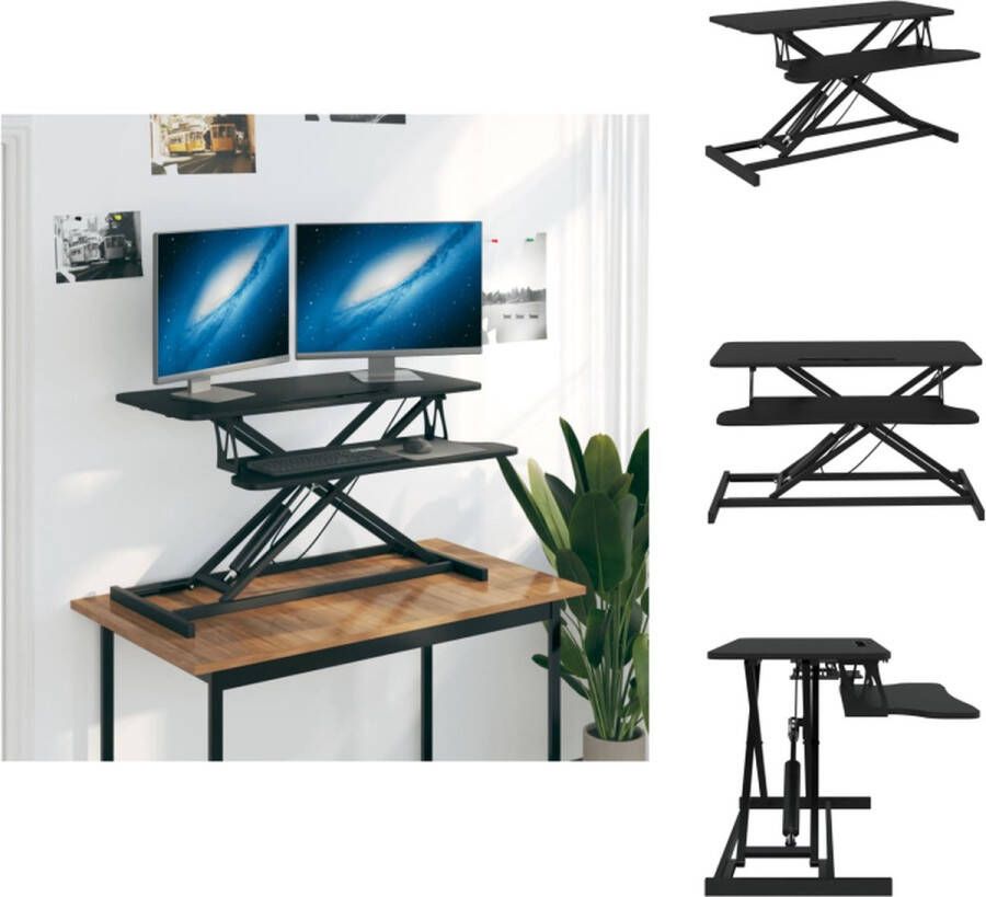 VidaXL Bureau Bureaus Werkstation Computerbureau Bureau verstelbaar 90x40x(13-41 5) cm staal en bewerkt hout