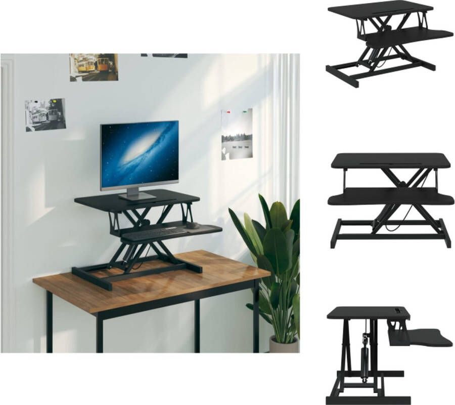 VidaXL Verstelbare Werkplek Stalen Constructie Verstelbare Hoogte Groot Werkoppervlak 60x40x(13-41.5) cm Bureau