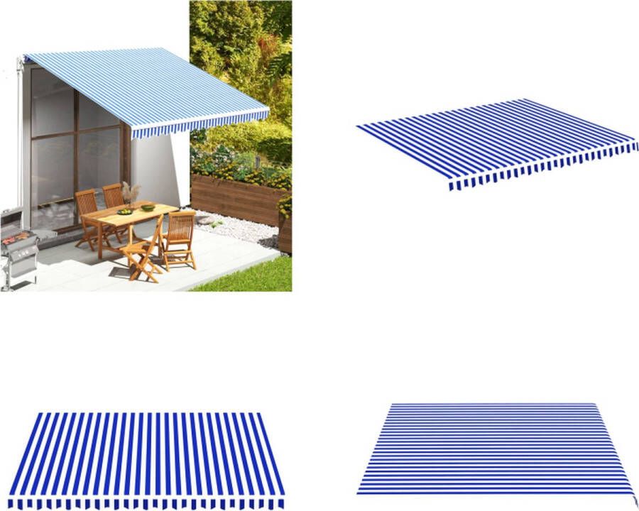 VidaXL Vervangingsdoek voor luifel 4x3-5 m blauw en wit Vervangingsdoek Vervangingsdoeken Vervangingsluifel Vervangingsluifels