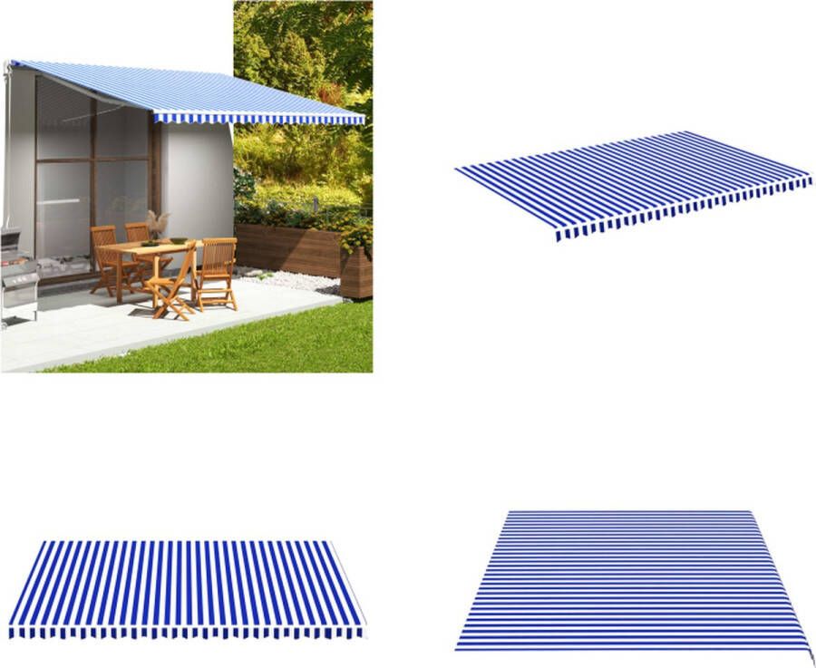 VidaXL Vervangingsdoek voor luifel 5x3-5 m blauw en wit Vervangingsdoek Vervangingsdoeken Vervangingsluifel Vervangingsluifels