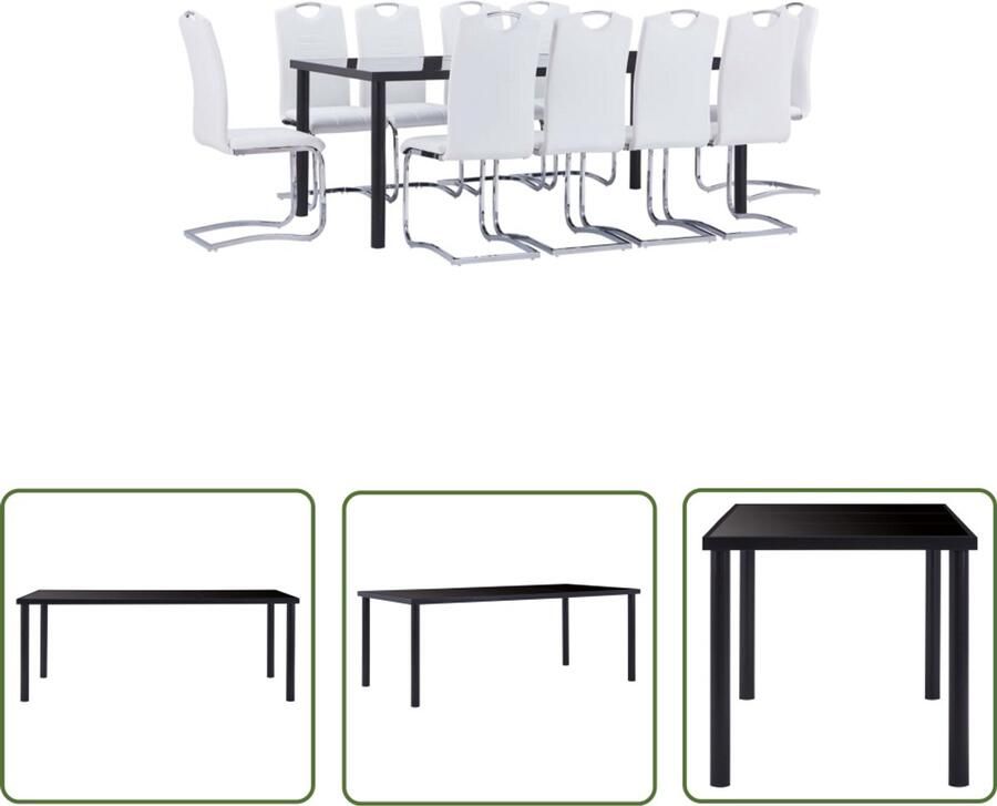 VidaXL 11-delige Eethoek Kunstleer & Glas Wit Eetkamerset Eettafel Eetkamerstoelen Zwarte Eettafel Witte Stoelen Houten Eettafel Kunstleder Meubels Salontafel Dining Room Furniture