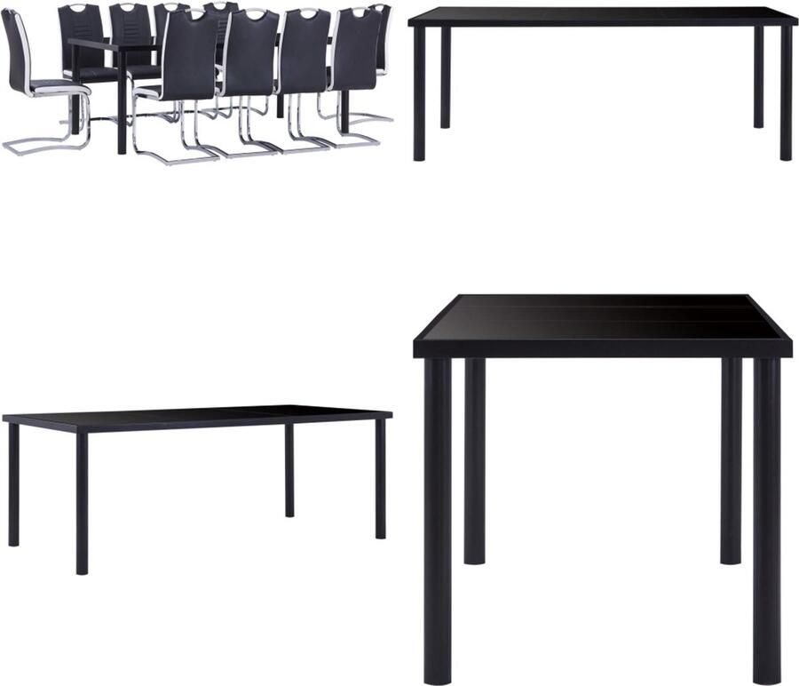 VidaXL 11-delige Eethoek kunstleer zwart Eetset Eetsets Eettafel En Stoel Eettafels En Stoelen