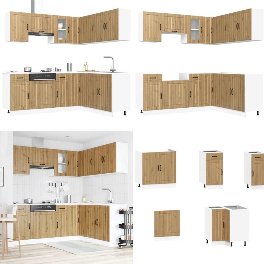 VidaXL 11-delige Keukenkastenset Kalmar bewerkt hout artisanaal eiken Keukenkastset Keukenkastsets Keukenunitset Kastset